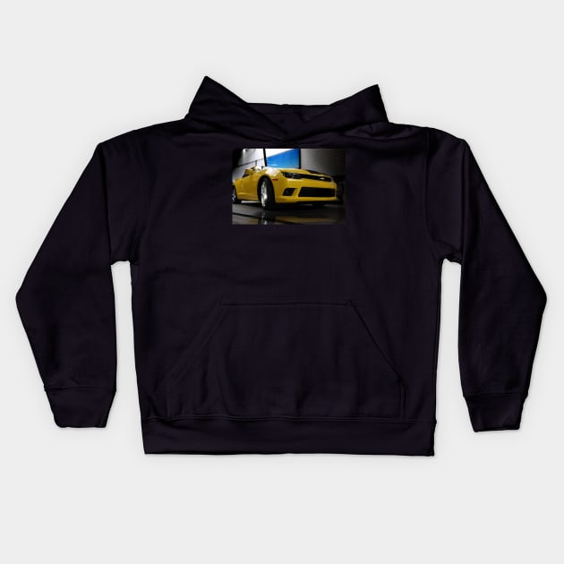 Chevrolet Camaro 2015, yellow Kids Hoodie by hottehue